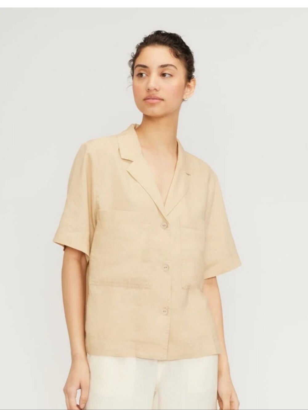 Everlane The Linen Workwear Shirt — Warm Khaki